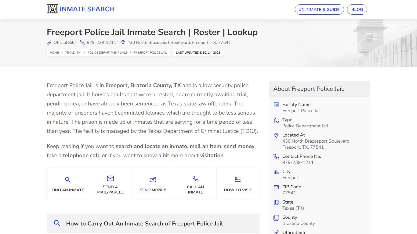 Freeport Police Jail Inmate Search | Roster | Lookup