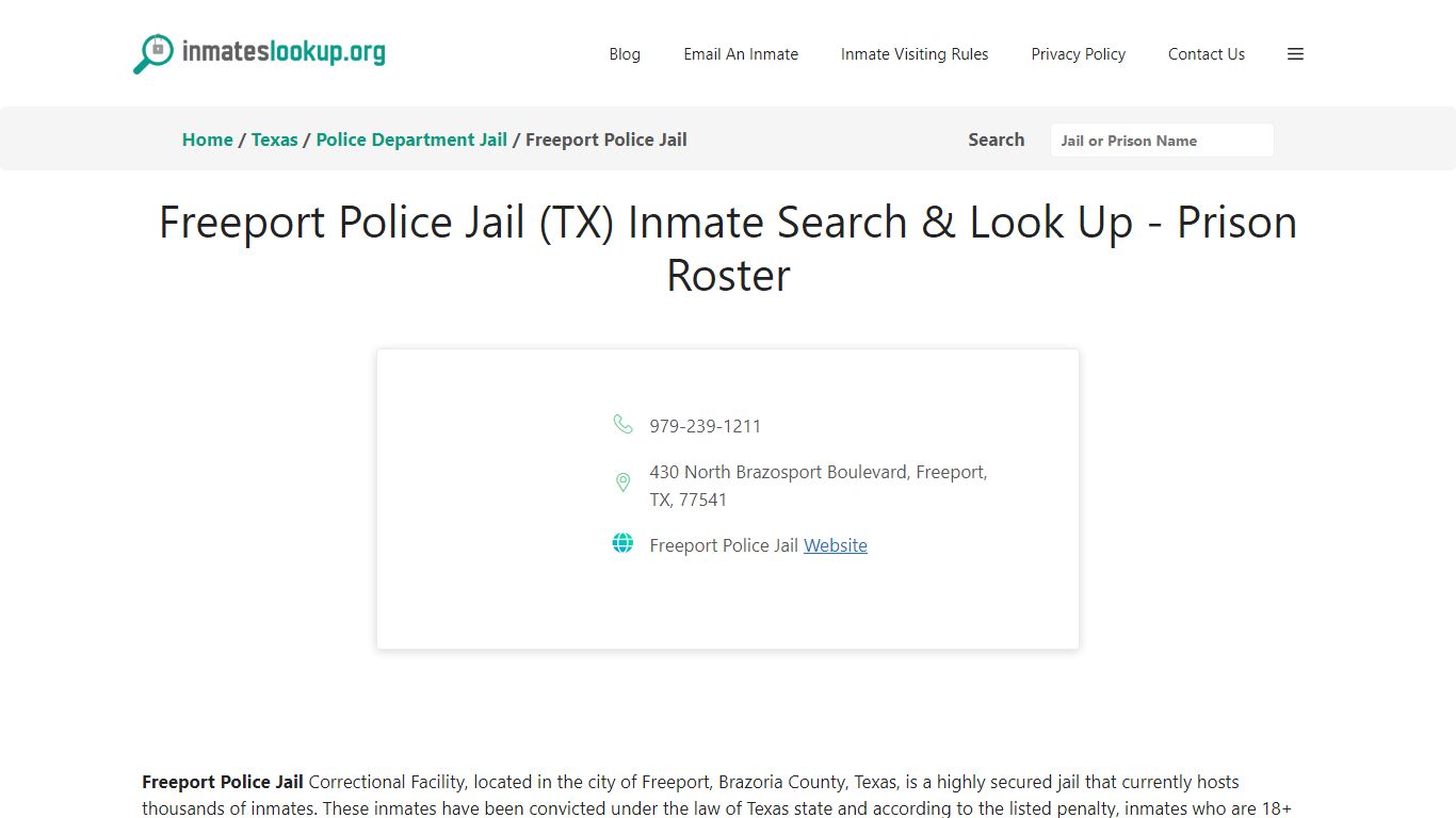 Freeport Police Jail (TX) Inmate Search & Look Up - Prison Roster